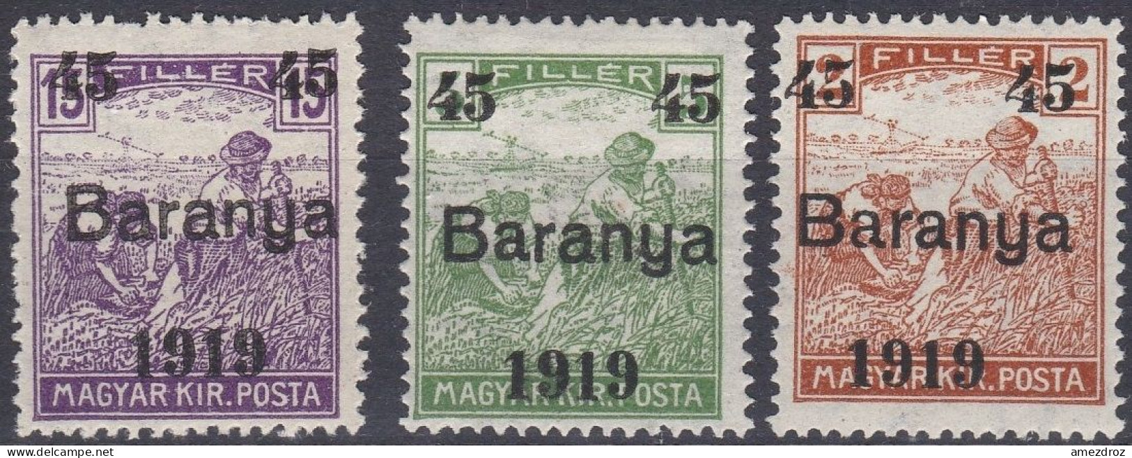 Hongrie Baranya 1919 N° 39-41 Moissonneurs   (J30) - Baranya