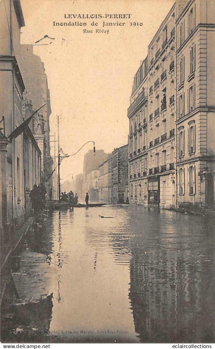 Levallois Perret          92         Inondations 1910:  Rue Rivay   - 1 -   (Voir Scan) - Levallois Perret