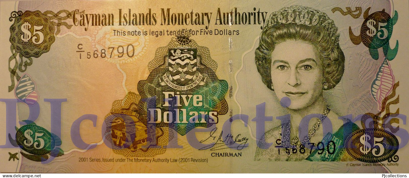 CAYMAN ISLANDS 5 DOLLARS 2001 PICK 27a UNC - Iles Cayman