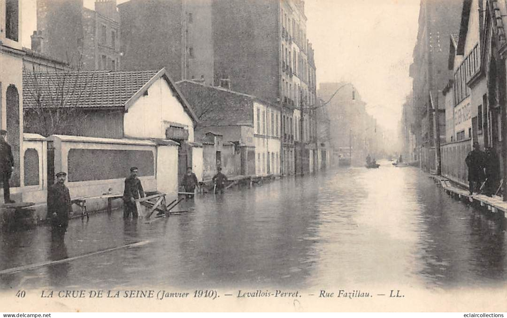 Levallois Perret          92         Inondations 1910:  Rue Fazillau  N° 40       (Voir Scan) - Levallois Perret