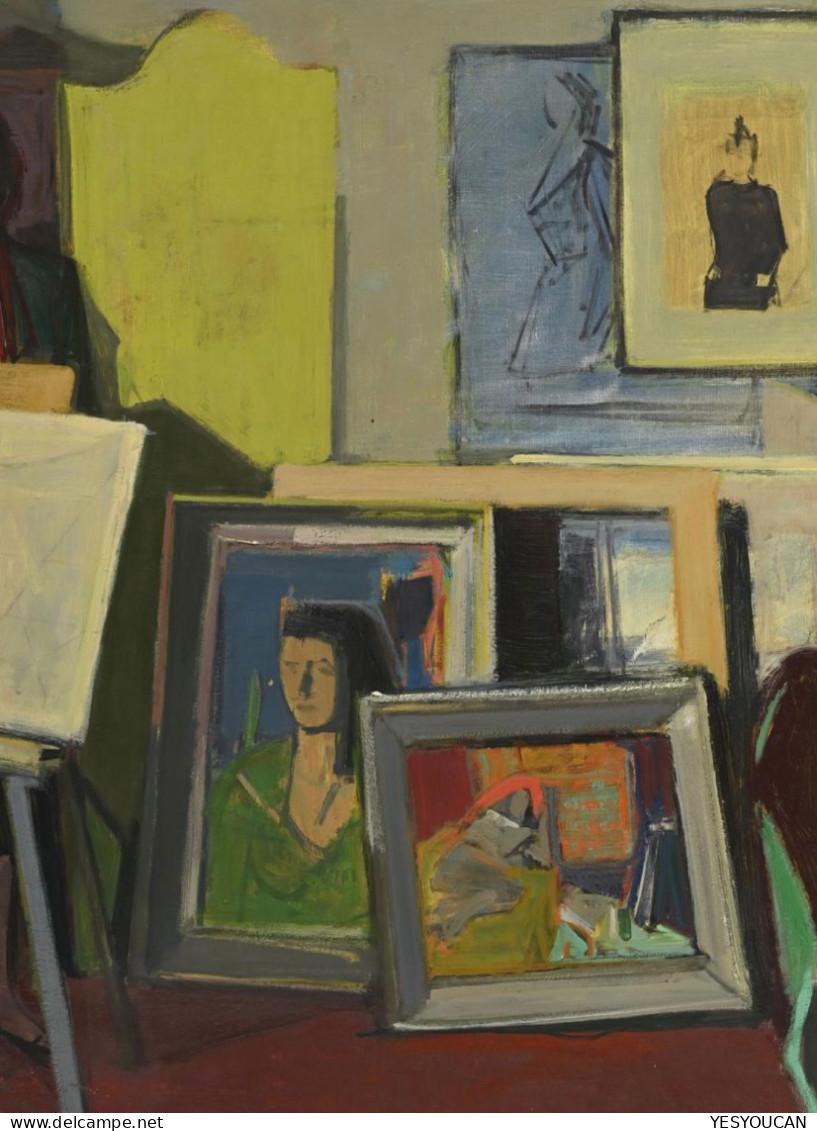 Adrien Holy Peintre Suisse 1898 St-Imier, Bern-1978 Genève: „ATELIER“ 1952 73x92 (Schweizer Kunst Art Painting Tableau - Oleo