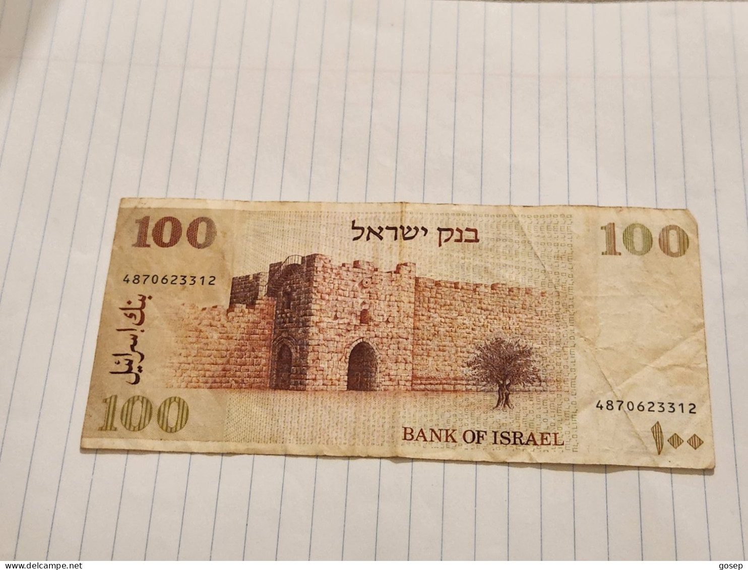 Israel-100 SHEQEL-ZEV ZABOTINSKY-(1978-79)-(BLACK-NUMBER)-(441)-(4870623312)-stain Used-bank Note - Israel