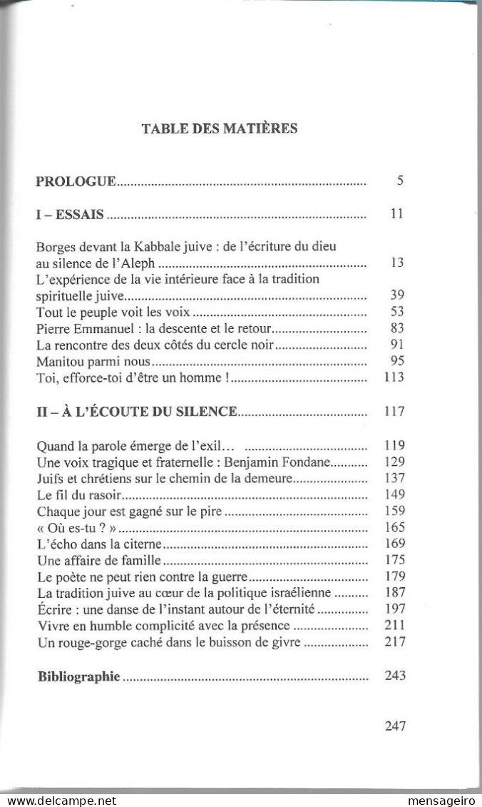 (LIV) – VISION ET SILENCE DANS LA POETIQUE JUIVE – CLAUDE VIGEE 1999 JUDAICA - Auteurs Français