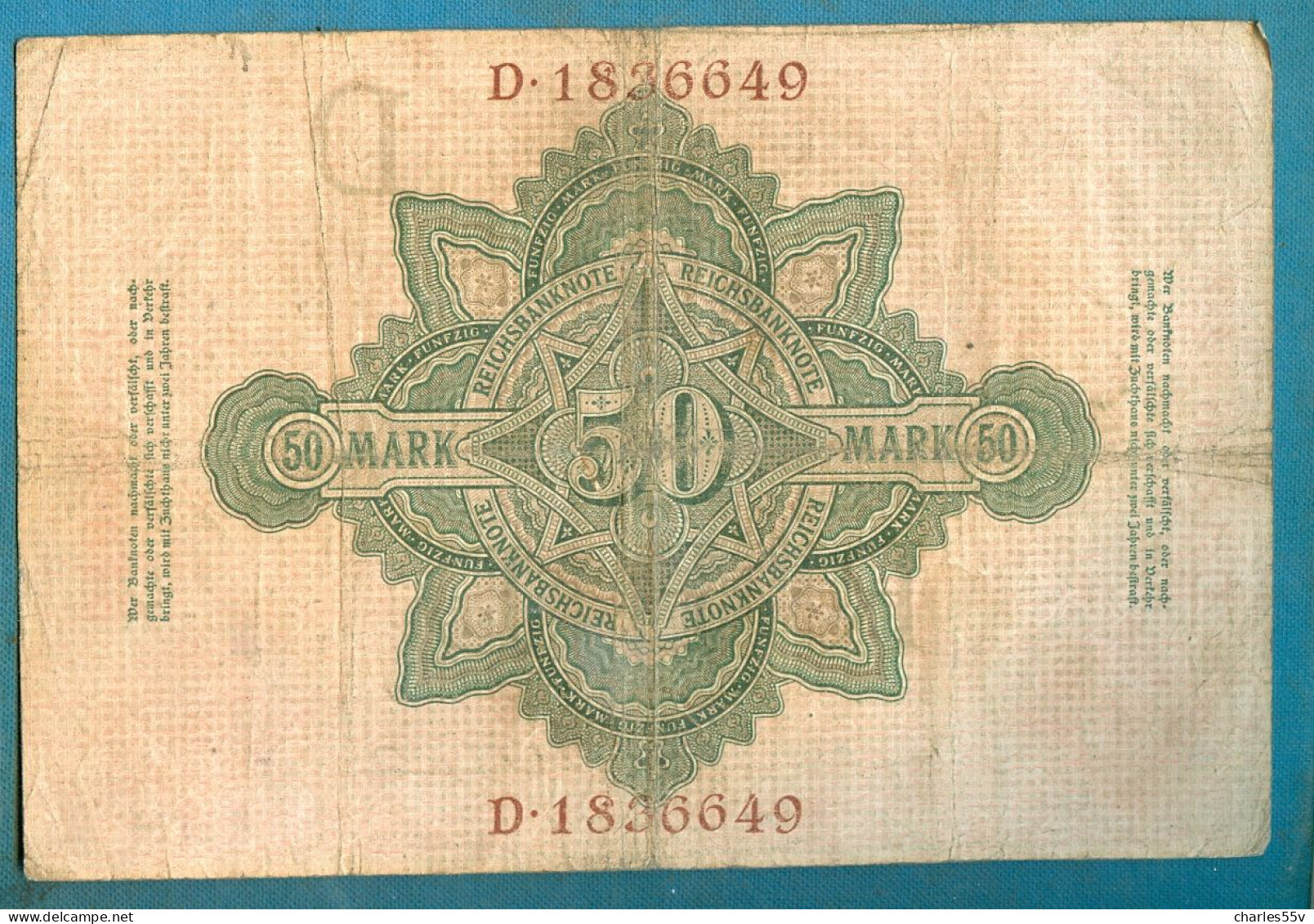 50 Mark 7.2.1908 Udr. D Serie D - 50 Mark