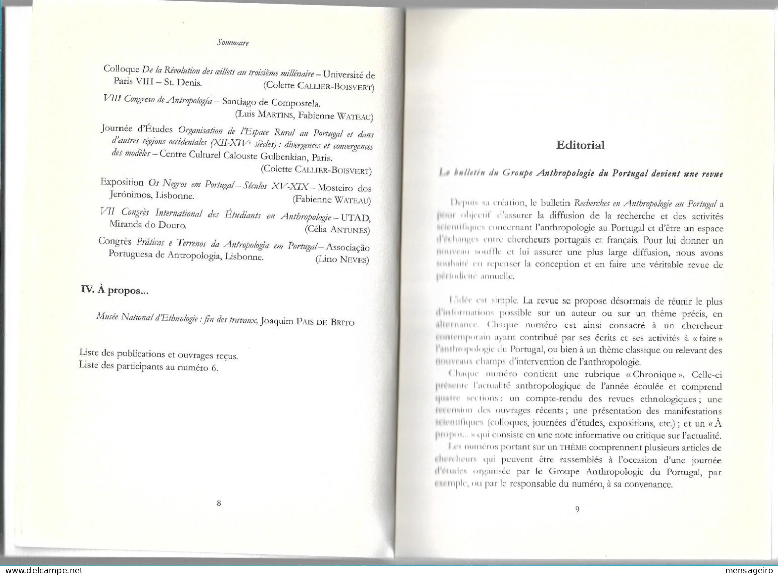 (LIV) – RECHERCHES EN ANTHROPOLOGIE AU PORTUGAL N°6 -2000 - Sociologia