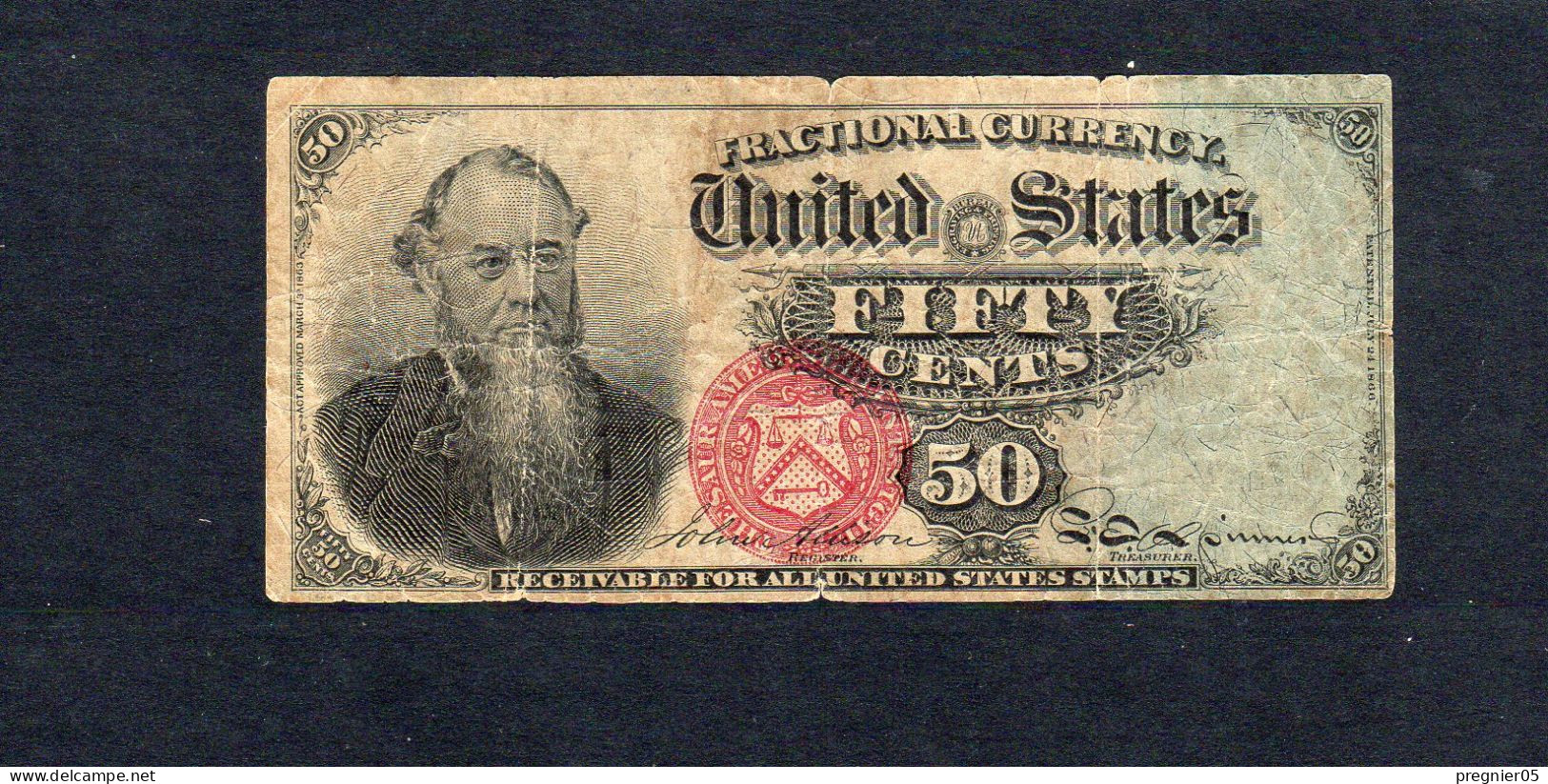 USA - Billet 50 Cents "Fractional Currency" - 4e émission 1863 TB/F P.120 - 1863 : 4° Edición