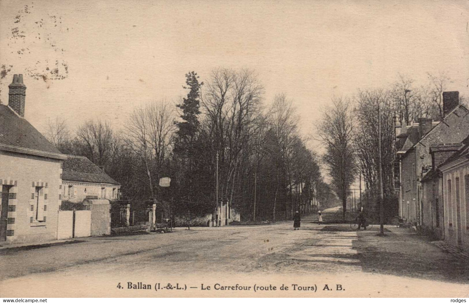 37 , Cpa  BALLAN , 4 , Le Carrefour Route De Tours , A.B.   (03060.MS2) - Ballan-Miré