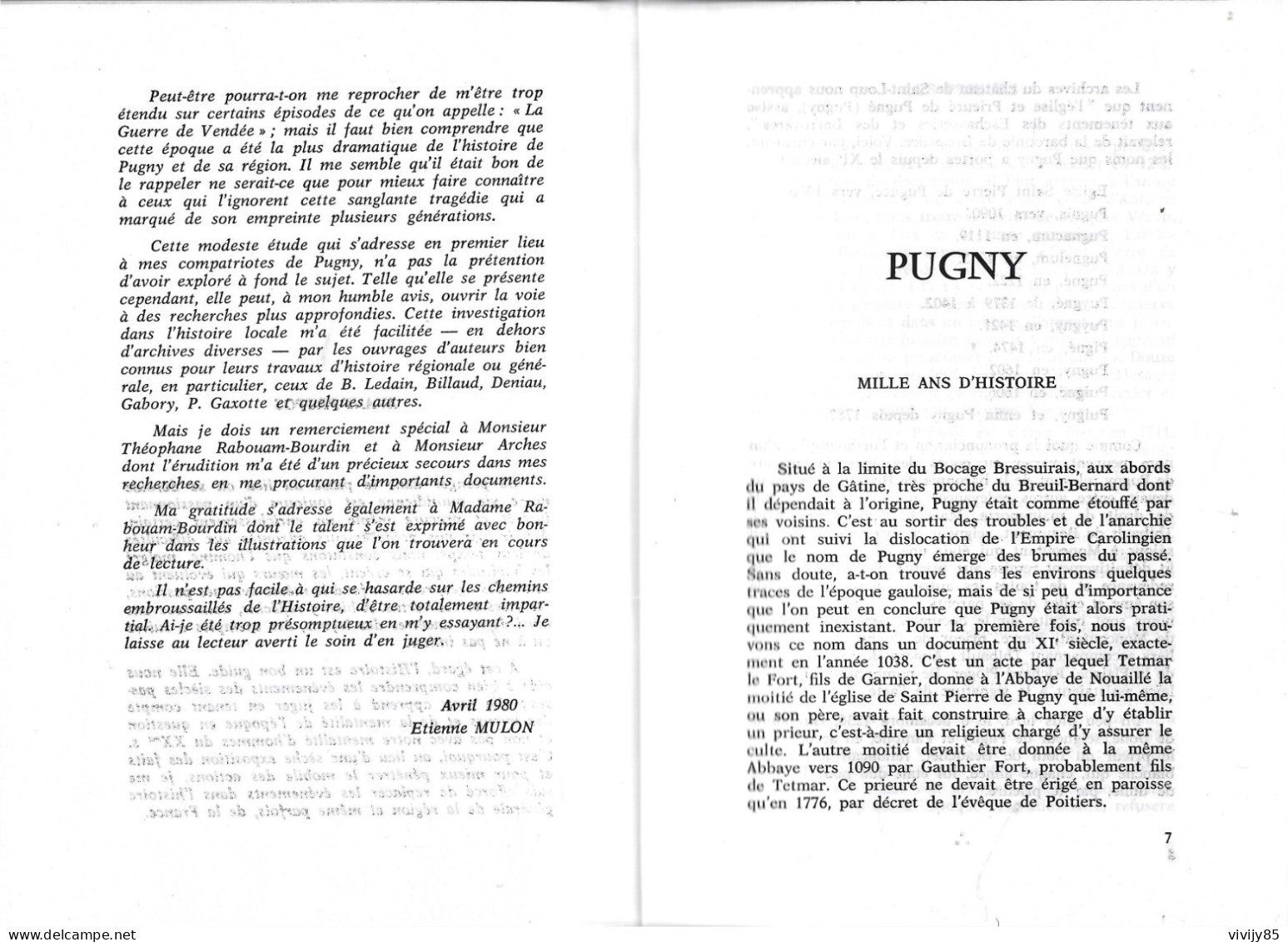 79 - T.Beau Livre " PUGNY EN POITOU Revit Son Passé " - 1980 - 124 Pages - Poitou-Charentes