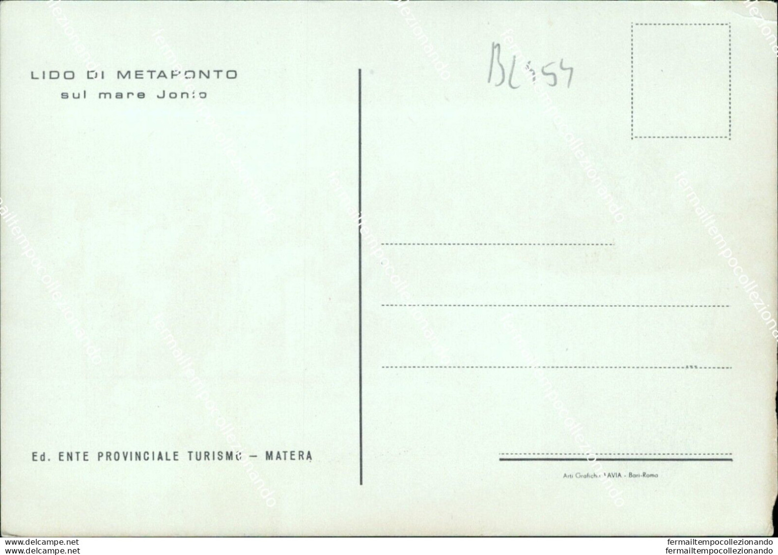 Bl454 Cartolina Lido Di Metaponto Provincia Di Matera - Matera