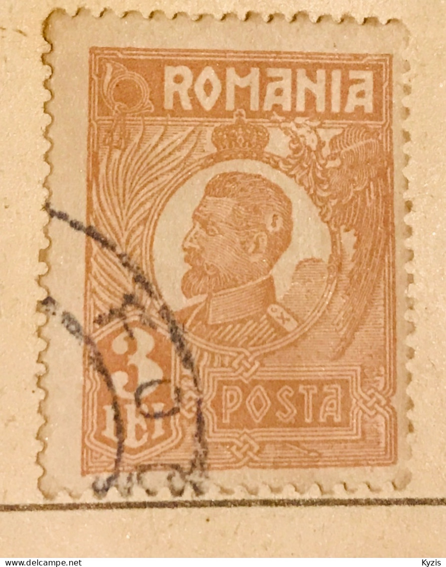 ROUMANIE - 3 Lei - Ferdinand I - Variété - RARE - GROS DÉFAUT - Used Stamps