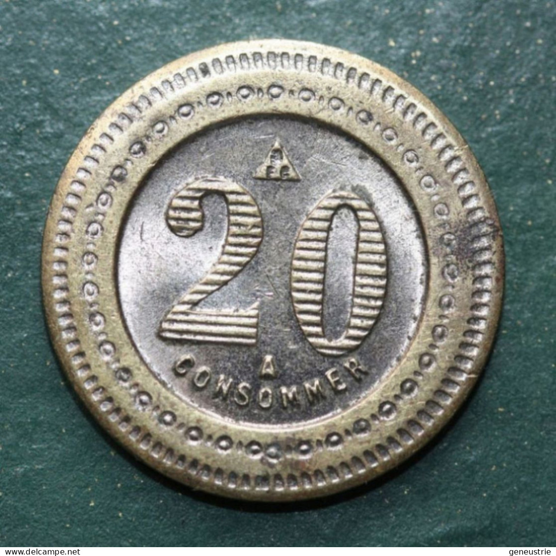 Jeton De Nécessité De Jeu De Comptoir "20 Centimes  à Consommer - Josef Lafaille - Antwerpen / Anvers"  Emergency Token - Notgeld