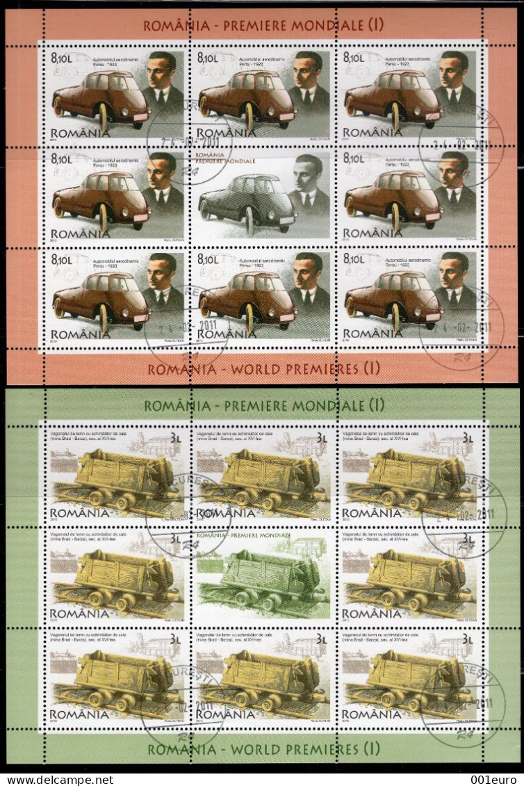 ROMANIA 2010 : WORLD PREMIERES, 4 Used Sheetlets - Registered Shipping! - Gebraucht