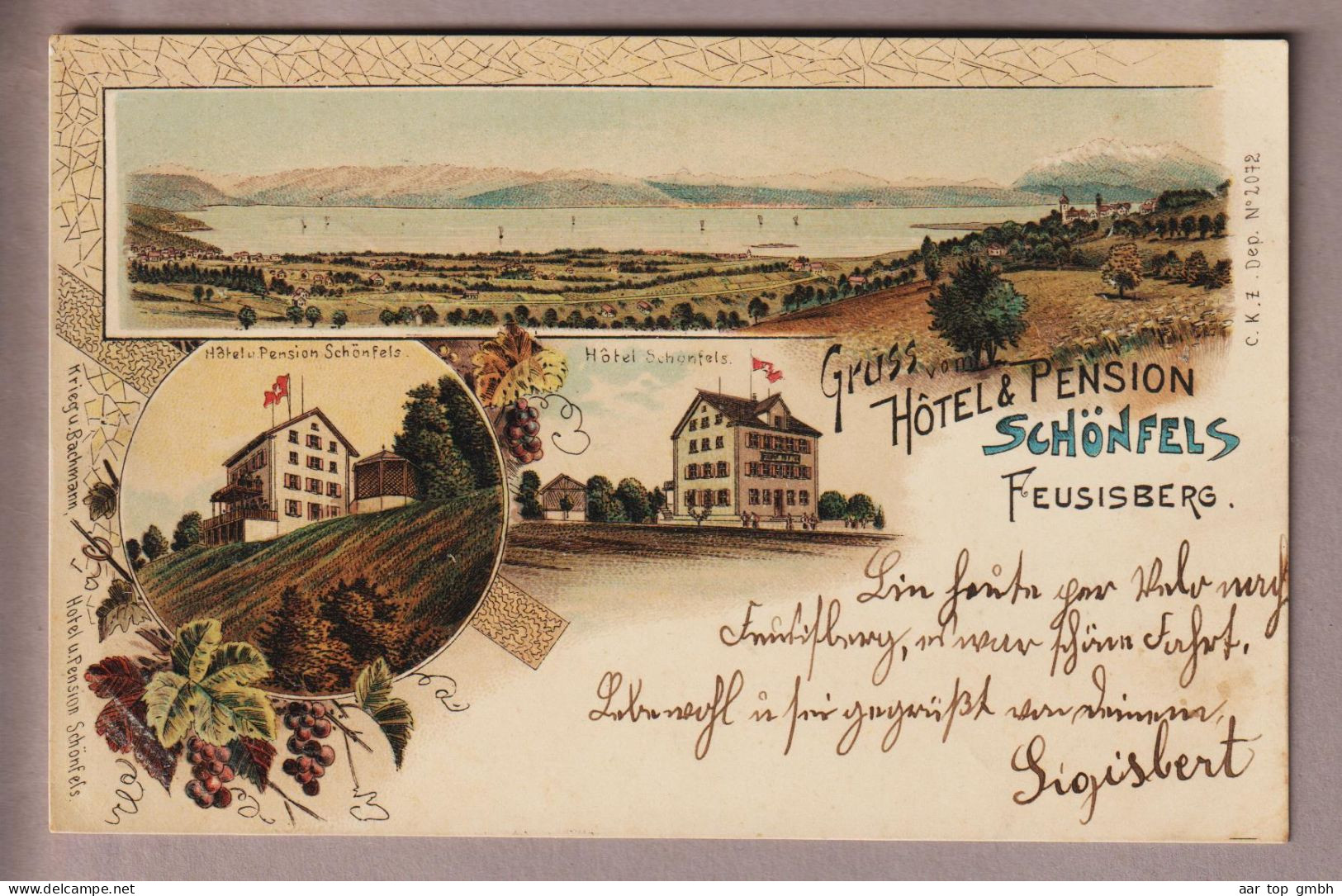 CH SZ Feusisberg 1899-08-15 Litho Hotel Pension Schönfels C.K.Z. #2072 - Feusisberg