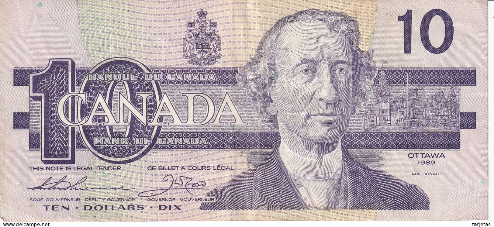 BILLETE DE CANADA DE 10 DOLLARS DEL AÑO 1989 (BANKNOTE) - Kanada