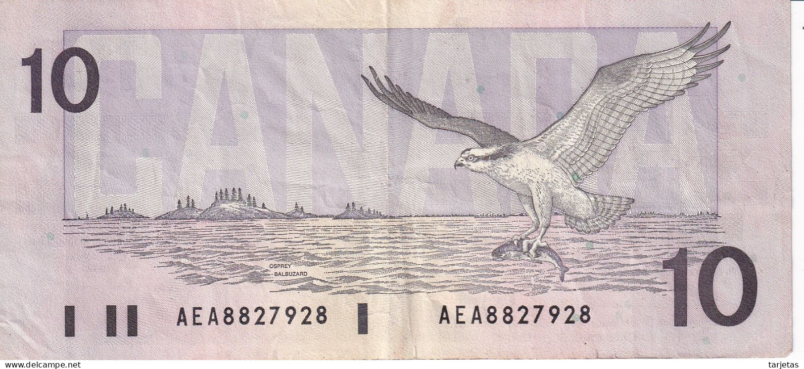 BILLETE DE CANADA DE 10 DOLLARS DEL AÑO 1989 (BANKNOTE) - Kanada