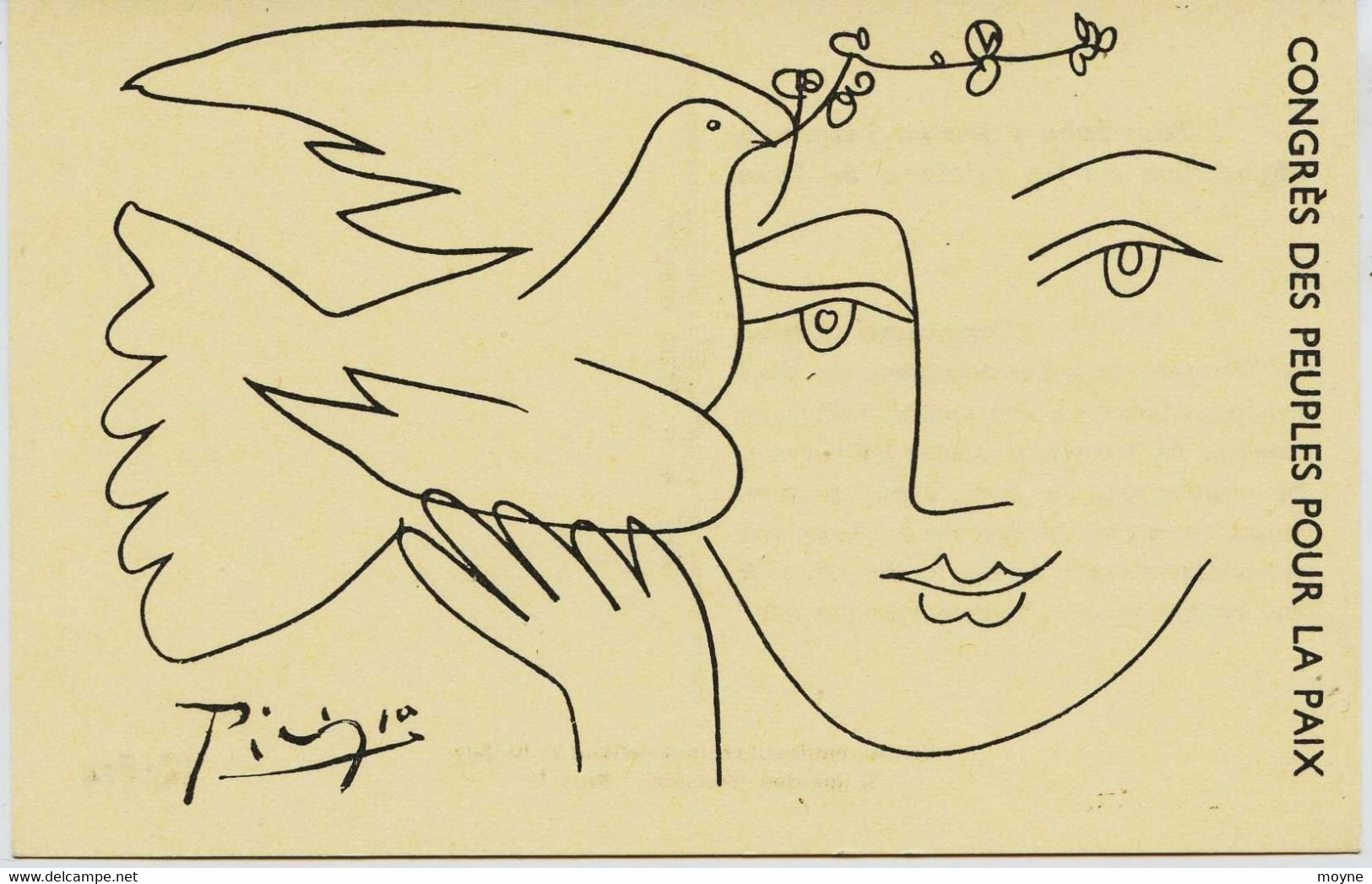 6741  - PICASSO : Colombe Et Visage - Congrés Des Peuples Pour La Paix VIENNE - Décembre 1952 - Signée  - Rare - Picasso