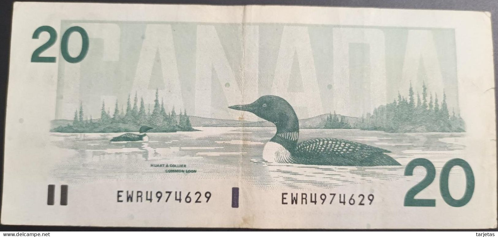 BILLETE DE CANADA DE 20 DOLARES DEL AÑO 1991  (BANKNOTE) - Kanada