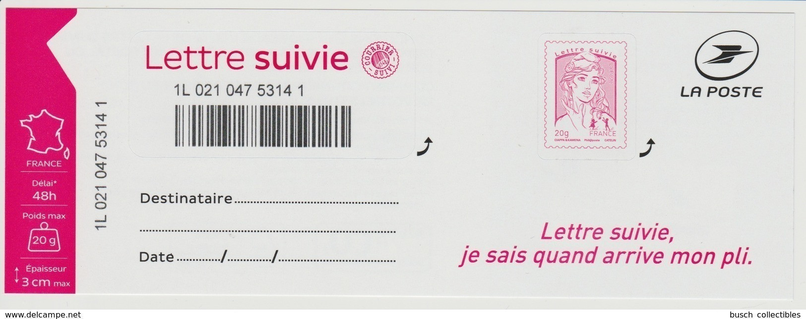 France 2016 - Lettre Suivie Adhésif LS4 LS 4 1217a Marianne Et La Jeunesse Ciappa Kawena Suivi Liasse Complète - Unused Stamps