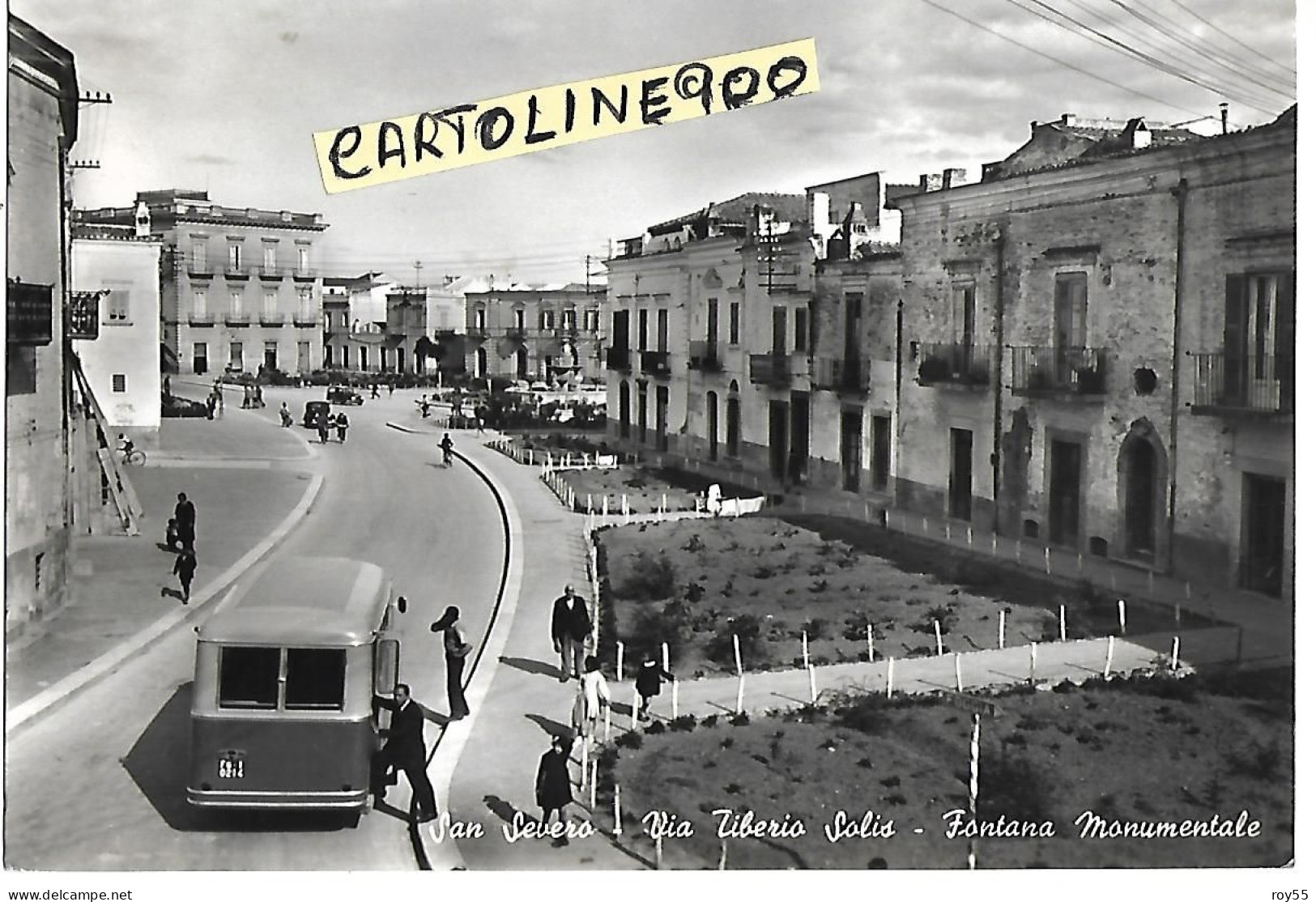 Puglia-san Severo Via Tiberio Solis Fermata Autobus Locale Animata Anni 50 - San Severo