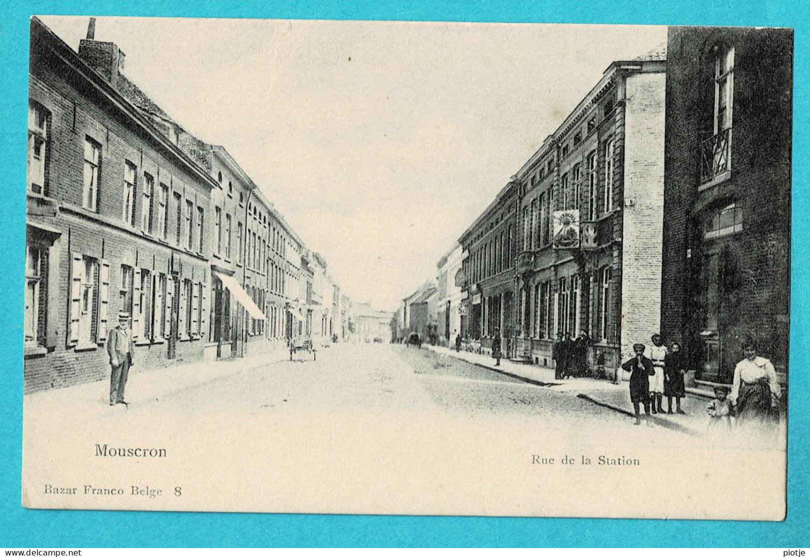 * Mouscron - Moeskroen (Hainaut - La Wallonie) * (Bazar Franco Belge, Nr 8) Rue De La Station, Animée, Stationstraat TOP - Moeskroen