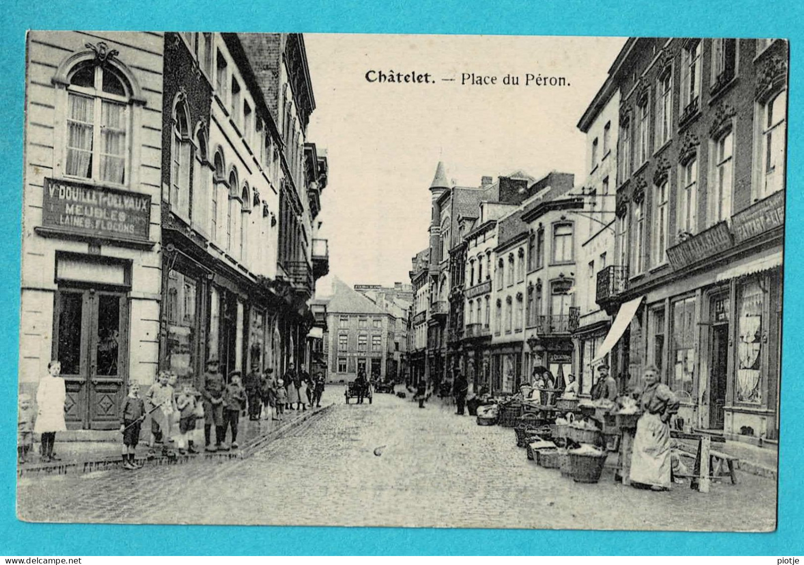 * Chatelet (Hainaut - La Wallonie) * Place Du Péron, V. Douillet Delvaux Meubles, Boutique, Marchands, Animée, TOP - Châtelet