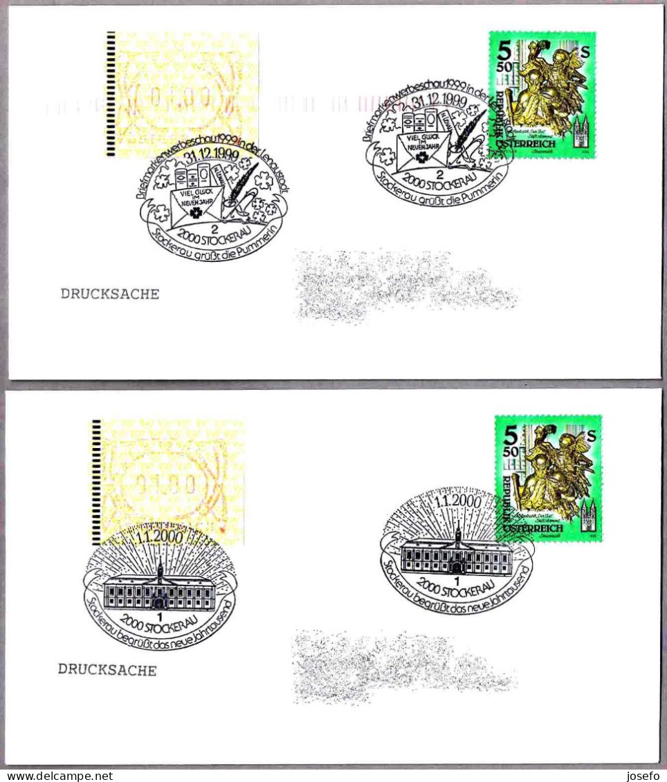 CAMBIO DE MILENIO - CHANGE OF MILLENNIUM. Stockerau. Set 2 Cancels - Horloges