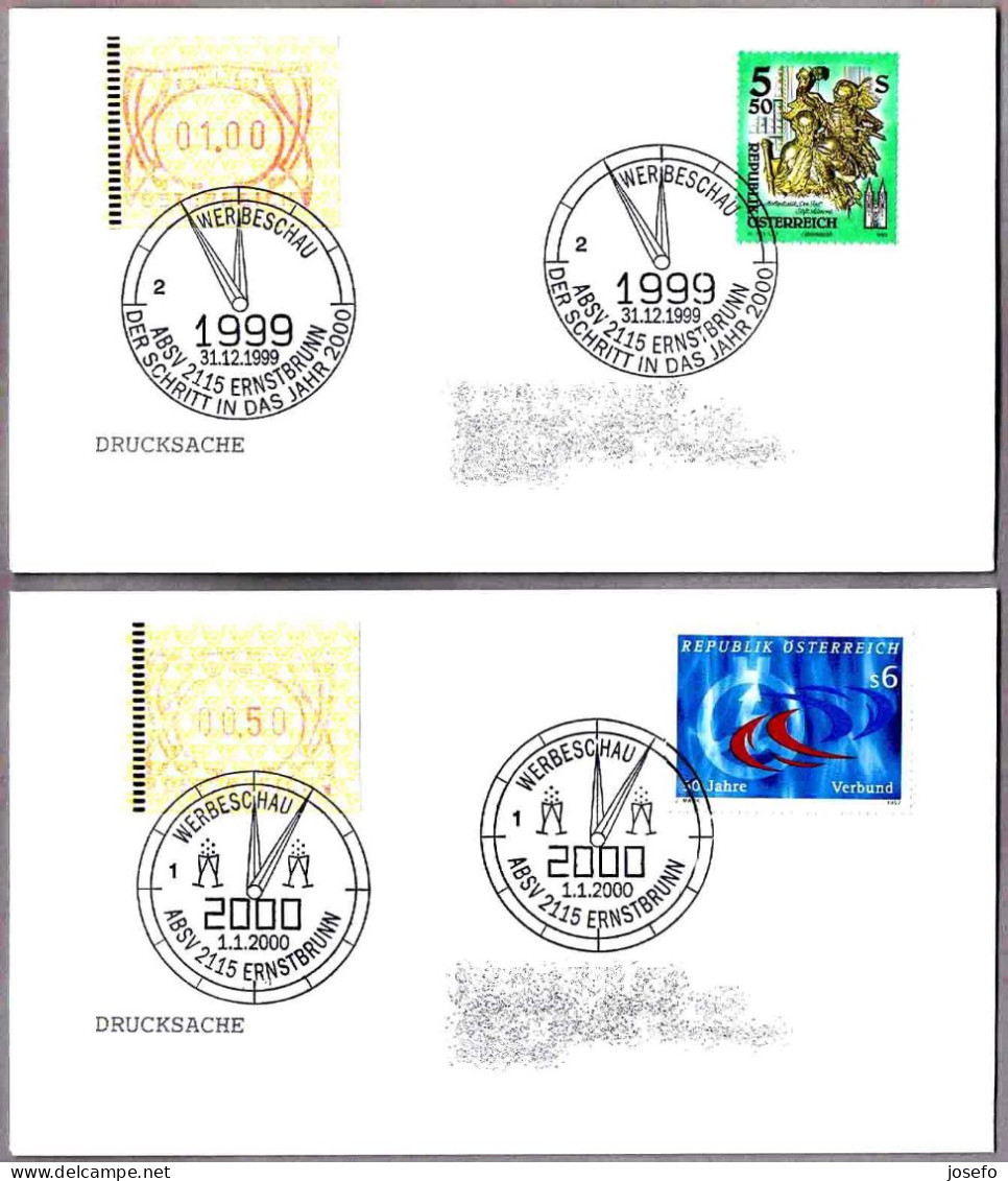 CAMBIO DE MILENIO - CHANGE OF MILLENNIUM. Ernstbrunn. Set 2 Cancels - Horlogerie