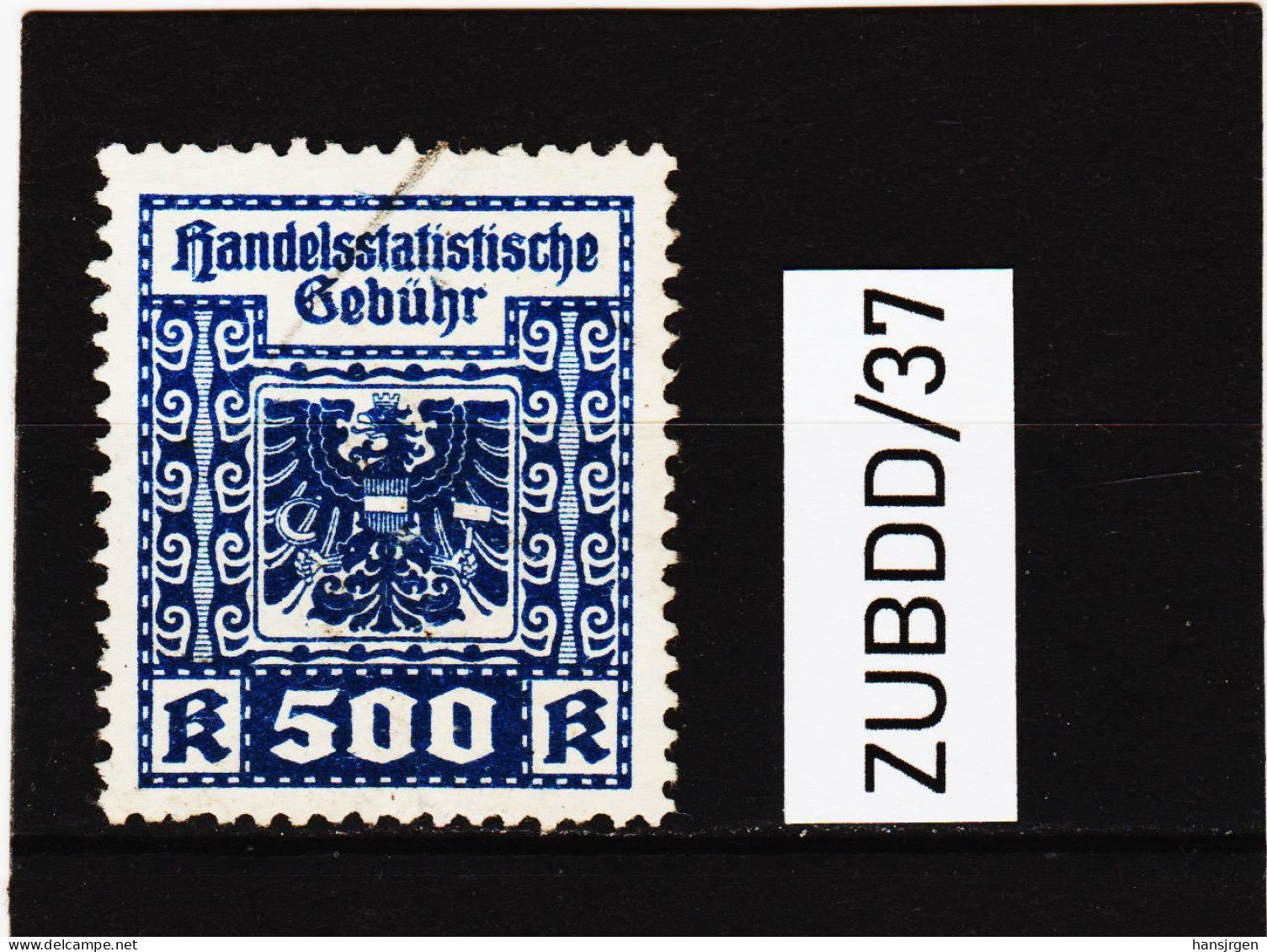 ZUBDD/37 STEMPELMARKEN FISKALMARKEN ÖSTERREICH HANDELSSTATISTISCHE GEBÜHR 500 KRONEN Gestempelt SIEHE ABBILDUNG - Revenue Stamps