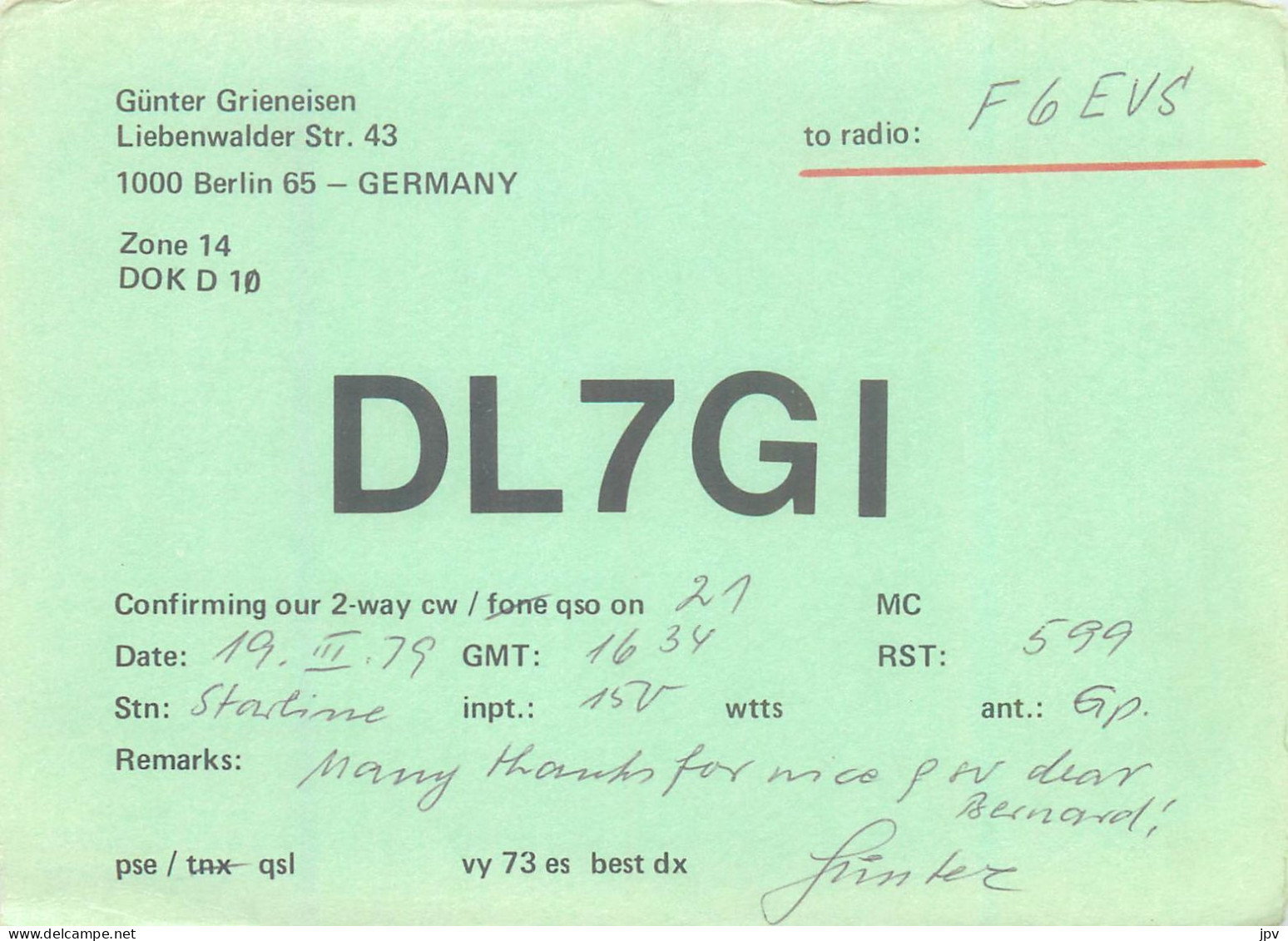 CARTE QSL : BERLIN 65 . ALLEMAGNE. GERMANY - Autres & Non Classés