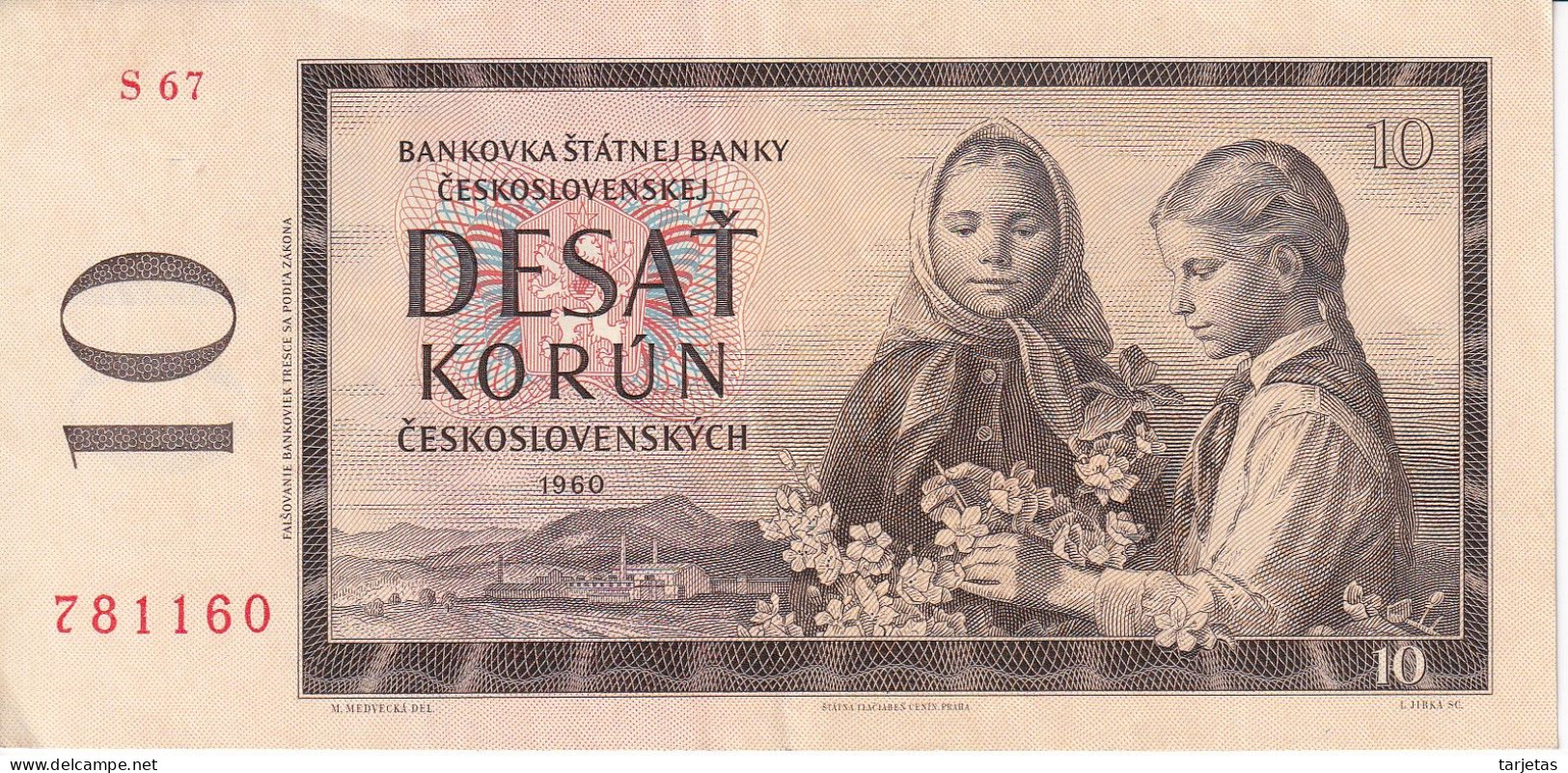 BILLETE DE CHECOSLOVAQUIA DE 10 KORUN DEL AÑO 1960 CALIDAD EBC (XF) (BANKNOTE) - Tchécoslovaquie