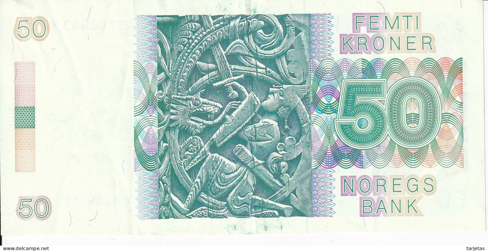 BILLETE DE NORUEGA DE 50 KRONER DEL AÑO 1989  (BANKNOTE) - Noorwegen