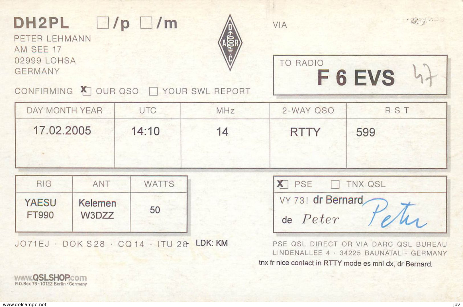 CARTE QSL : LOHSA. ALLEMAGNE . GERMANY . - Sonstige & Ohne Zuordnung