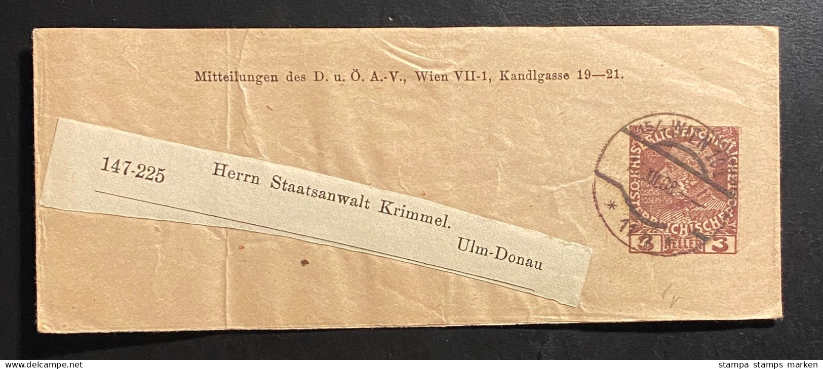 Österreich Kaiserreich 1908 Ganzsache Streifband Mi. P S 8 A Gestempelt/o WIEN - Newspaper Bands