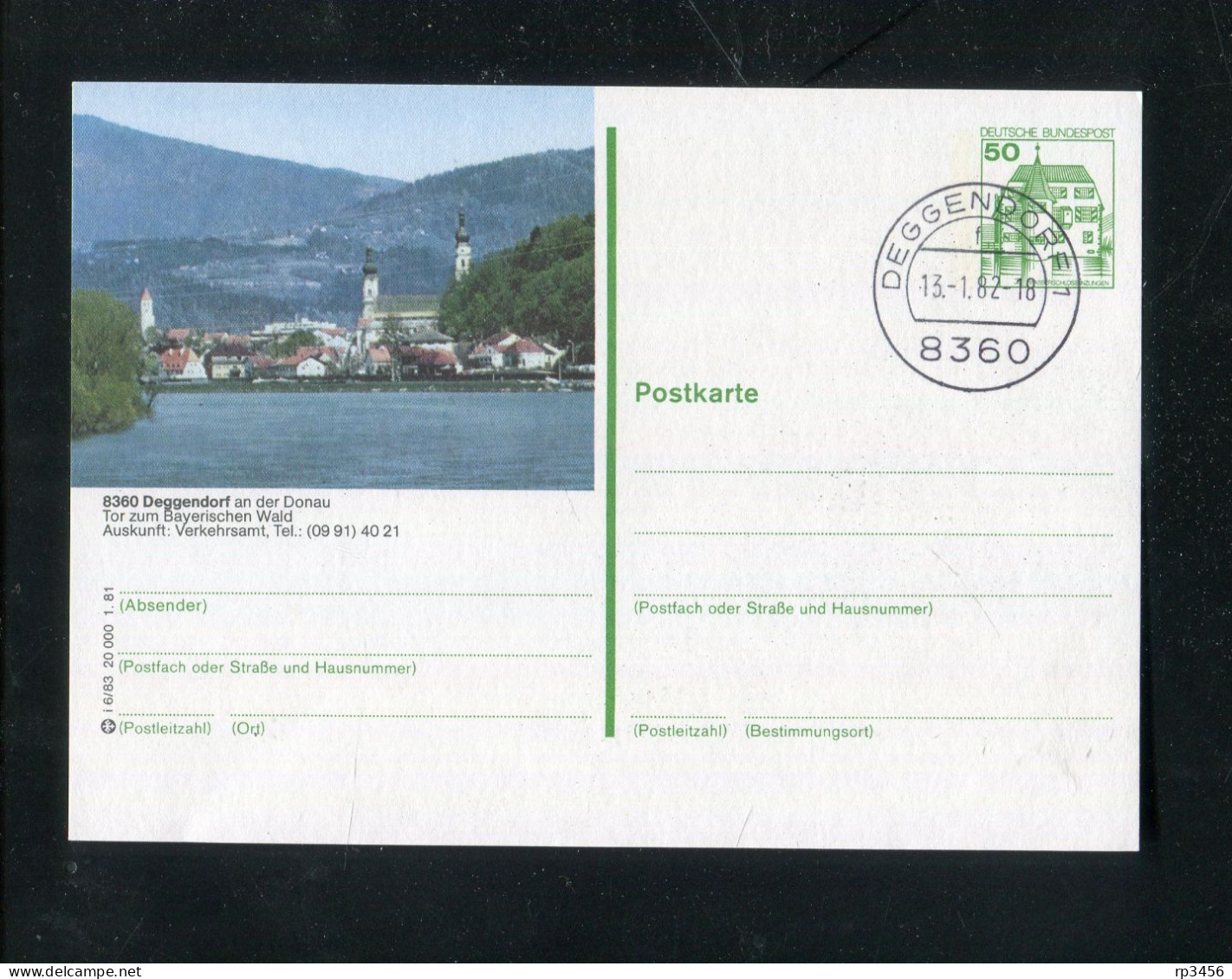 "BUNDESREPUBLIK DEUTSCHLAND" Bildpostkarte Mit Bildgleichem Stempel Ex "DEGGENDORF" (3887) - Cartes Postales Illustrées - Oblitérées