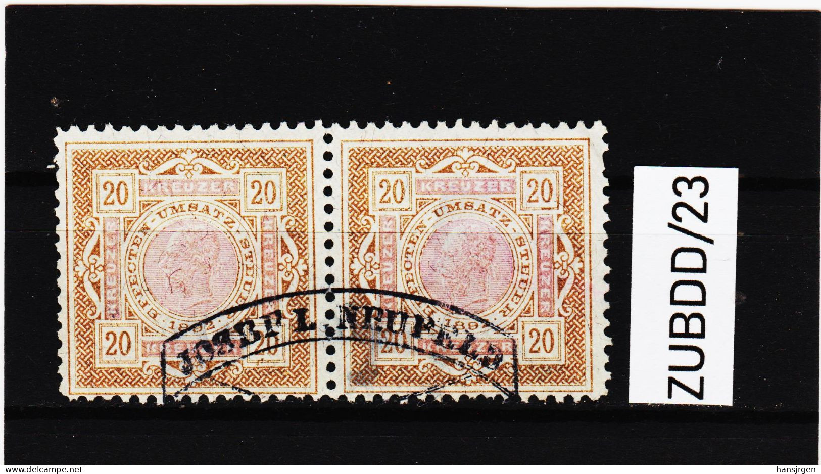 ZUBDD/23 STEMPELMARKEN FISKALMARKEN EFECTEN-UMSATZSTEUER 1898 20 HELLER Im Paar Gestempelt SIEHE ABBILDUNG - Revenue Stamps
