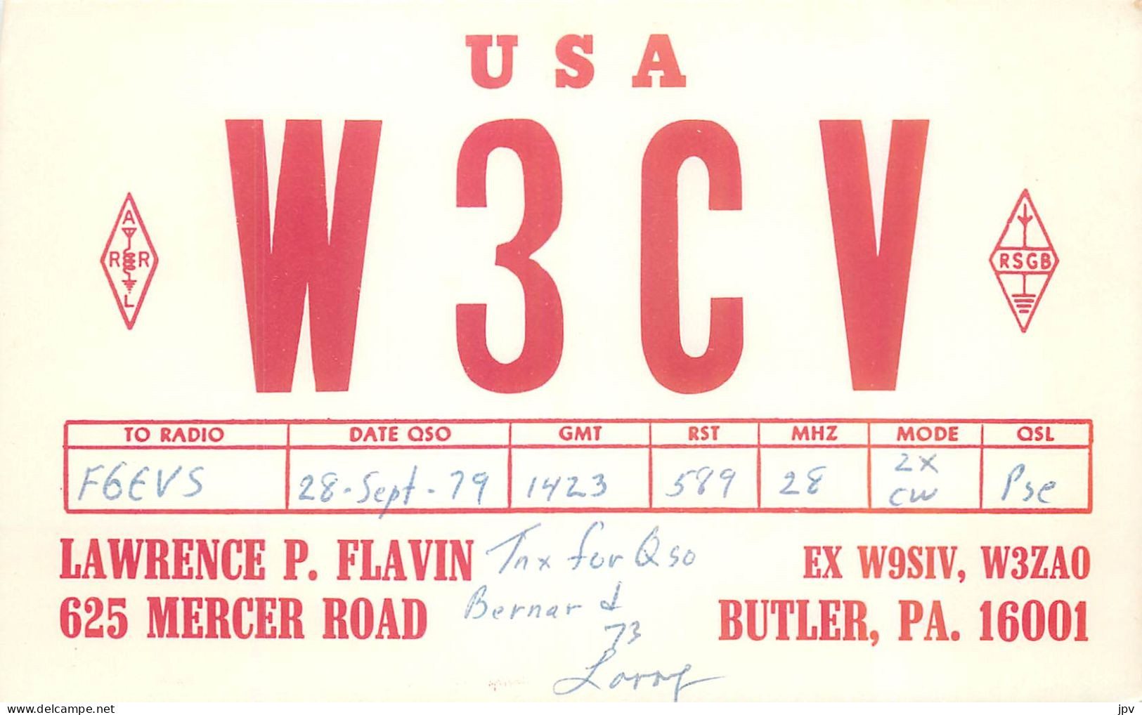 CARTE QSL : BUTLER. PENNSYLVANIE . USA . - Other & Unclassified