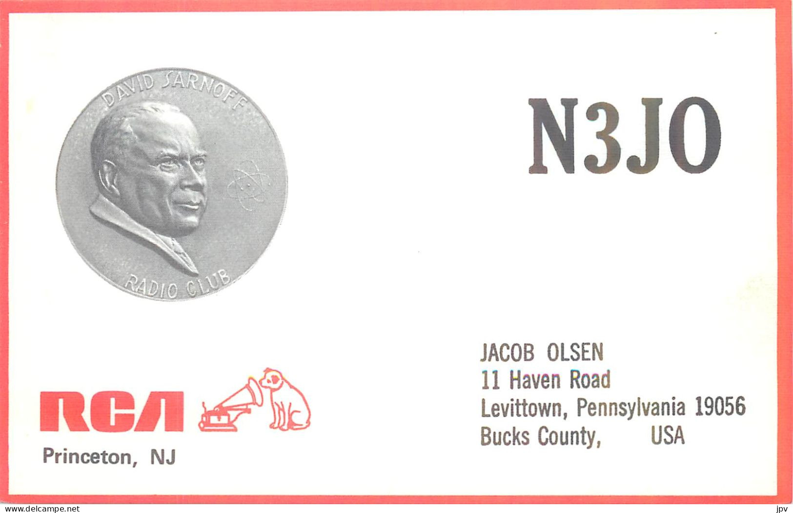 CARTE QSL : LEVITTOWN . USA . 1979. ( Représentation Médaille De DAVID SARNOFF. RADIO CLUB. ) - Sonstige & Ohne Zuordnung