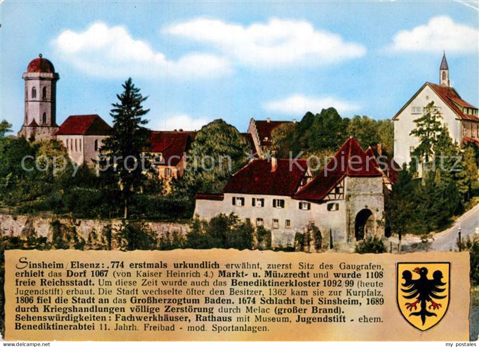 42932910 Sinsheim Elsenz Altstadt Mit Stift Kirche Geschichte Wappen Sinsheim - Sinsheim
