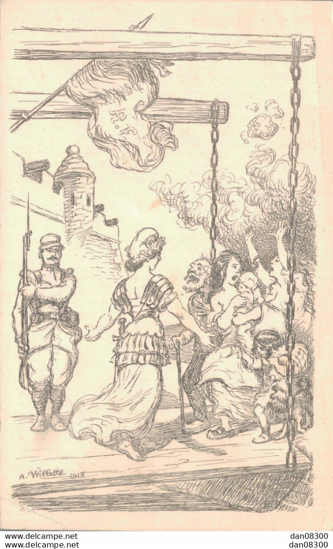 ILLUSTRATION A WILLETTE POUR LA JOURNEE FRANCAISE DU SECOURS NATIONAL MARIANNE SUR UN PONT LEVIS RECEVANT LE PAUVRES - Wilette