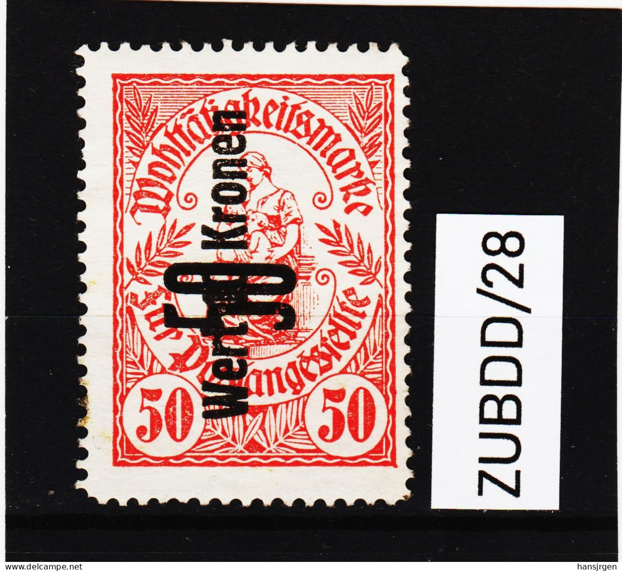 ZUBDD/28 STEMPELMARKEN FISKALMARKE WOHLTÄTIGKEITSMARKE Für Postangestellte 50 HELLER Gummiert SIEHE ABBILDUNG - Revenue Stamps