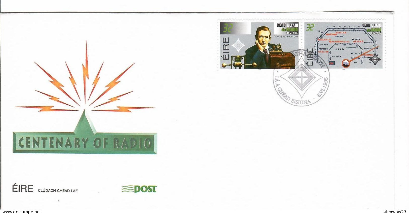 Irlanda / Ireland 1995 FDC 100° Radio Marconi - FDC
