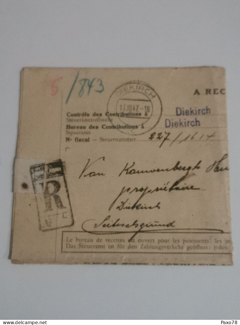 Impôt Sur Capitale, Oblitéré Diekirch 1947 - Covers & Documents