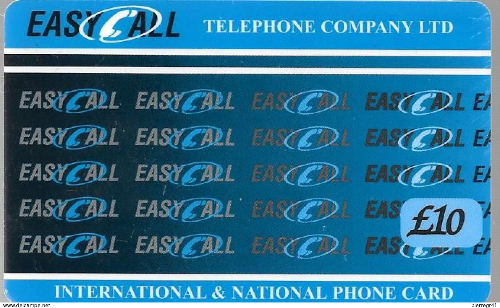 CARTE-PREPAYEE-GB-EASY CALL-10£-BLEUE-Gratté-Plastic Epais-TBE-RARE - BT Global Cards (Prepaid)