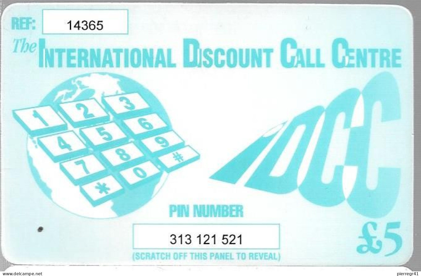 CARTE-PREPAYEE-GB-IDCC-5£-BLEUE-Gratté-Plastic Fin-Gratté-TBE-RARE - BT Global Cards (Prepaid)