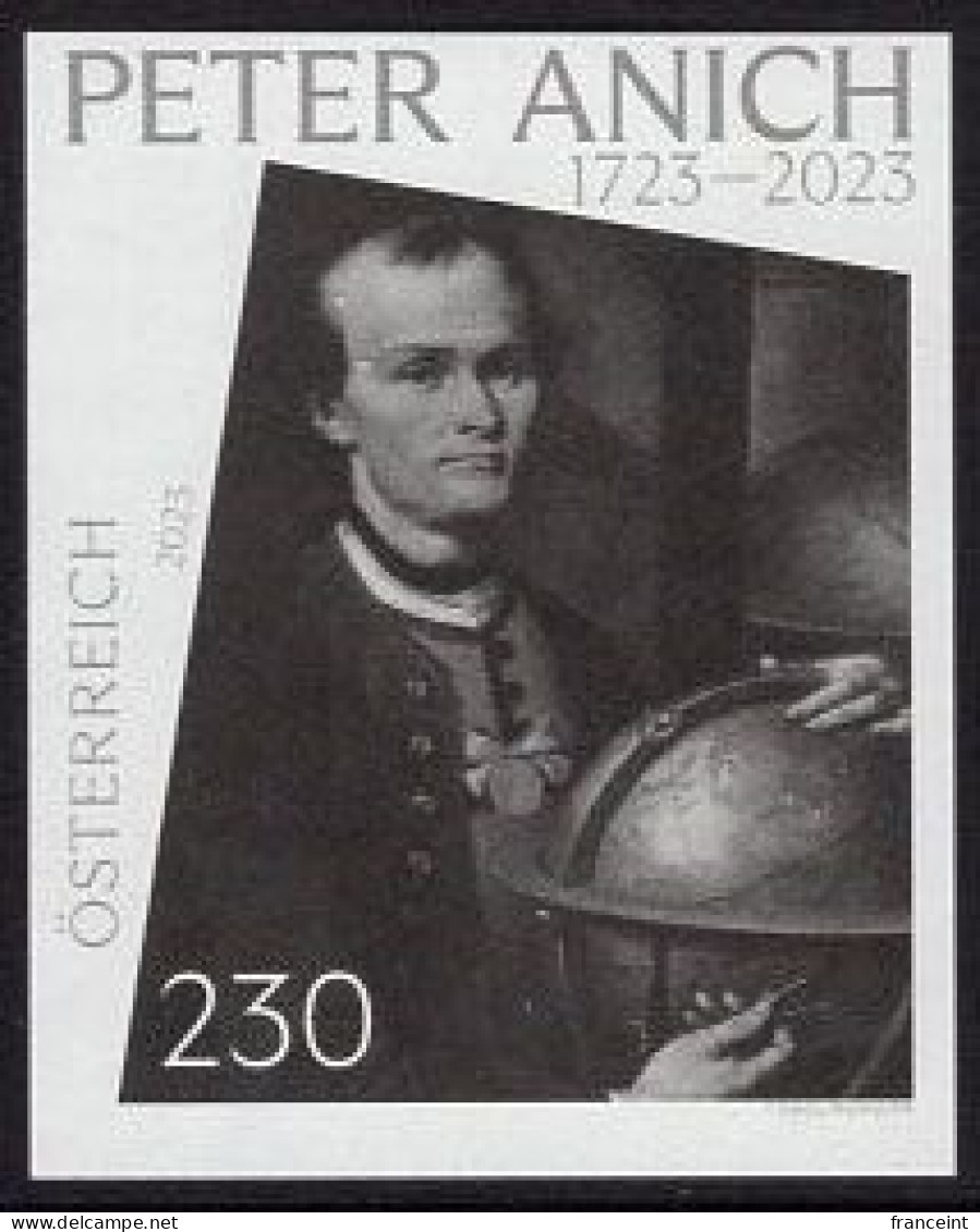 AUSTRIA(2023) Peter Anich. Globe. Black Print. The Peasant Cartographer. - Proofs & Reprints