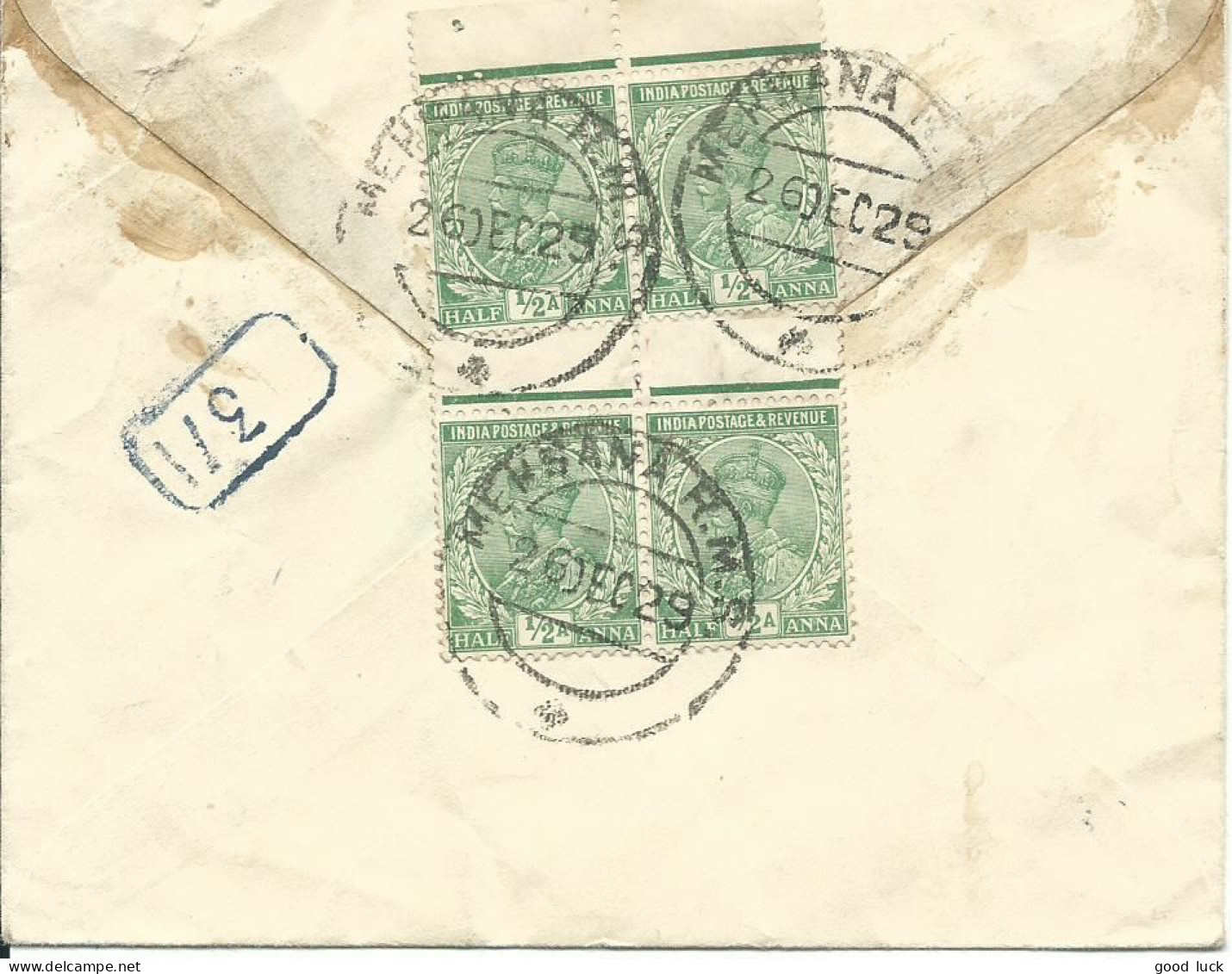 INDE ENTIER 3A  MEHSANA  POUR LA HAYE ( PAYS BAS ) DE 1929 LETTRE COVER - Covers