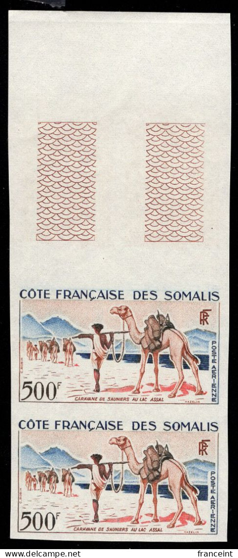 SOMALI COAST(1962) Camels. Salt. Imperforate Pair. Scott No C24, Yvert PA29. - Autres & Non Classés