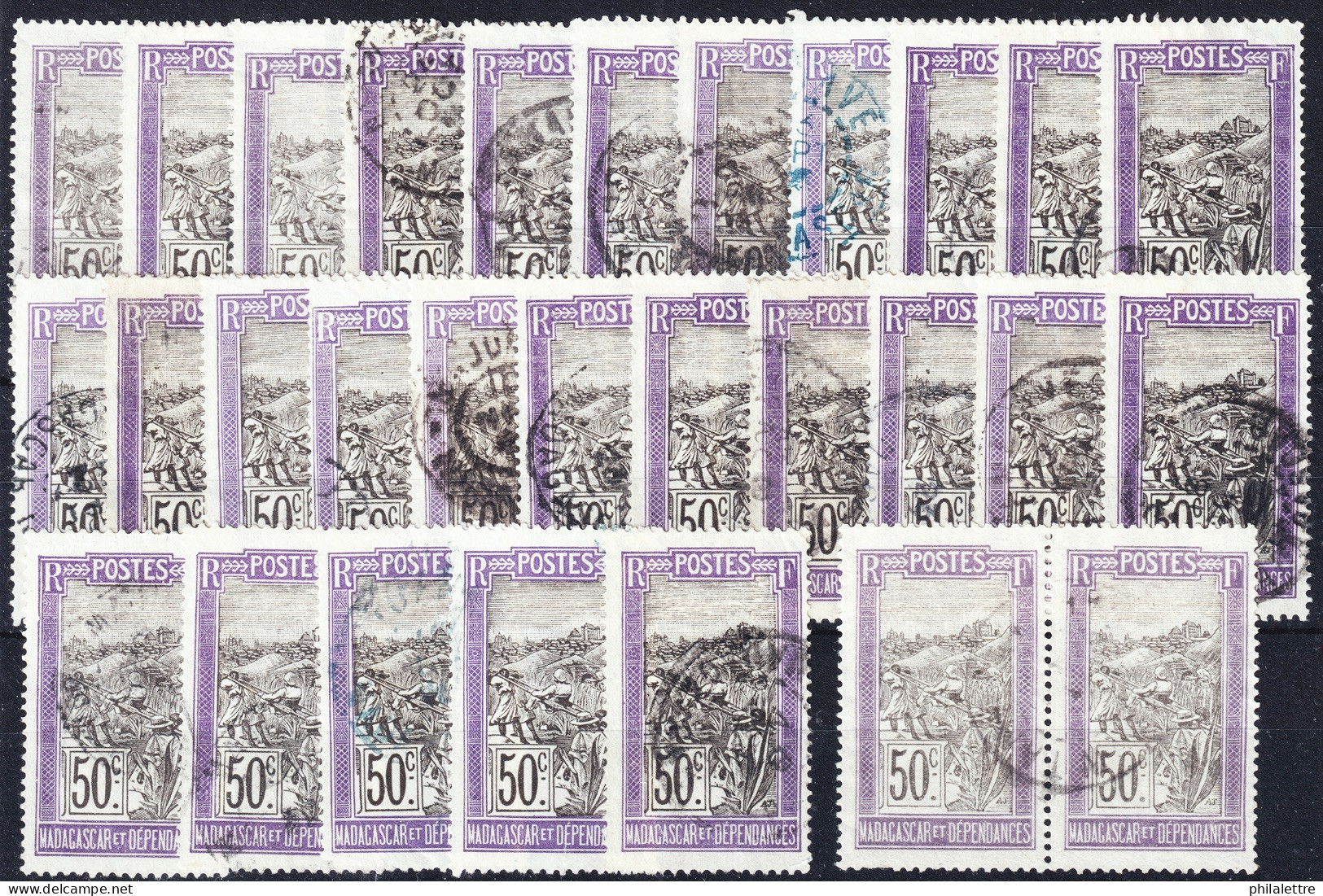 MADAGASCAR - 1908/17 Yv.106 50c Violet & Noir - Lot De 29 Timbres Oblitérés B/TB - Used Stamps