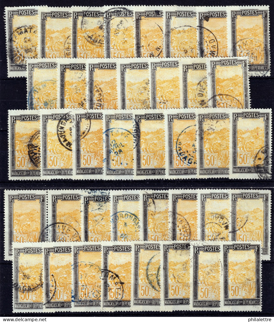 MADAGASCAR - 1922/26 Yv.139 50c Noir & Ocre - Lot De 39 Timbres Oblitérés B/TB - Used Stamps