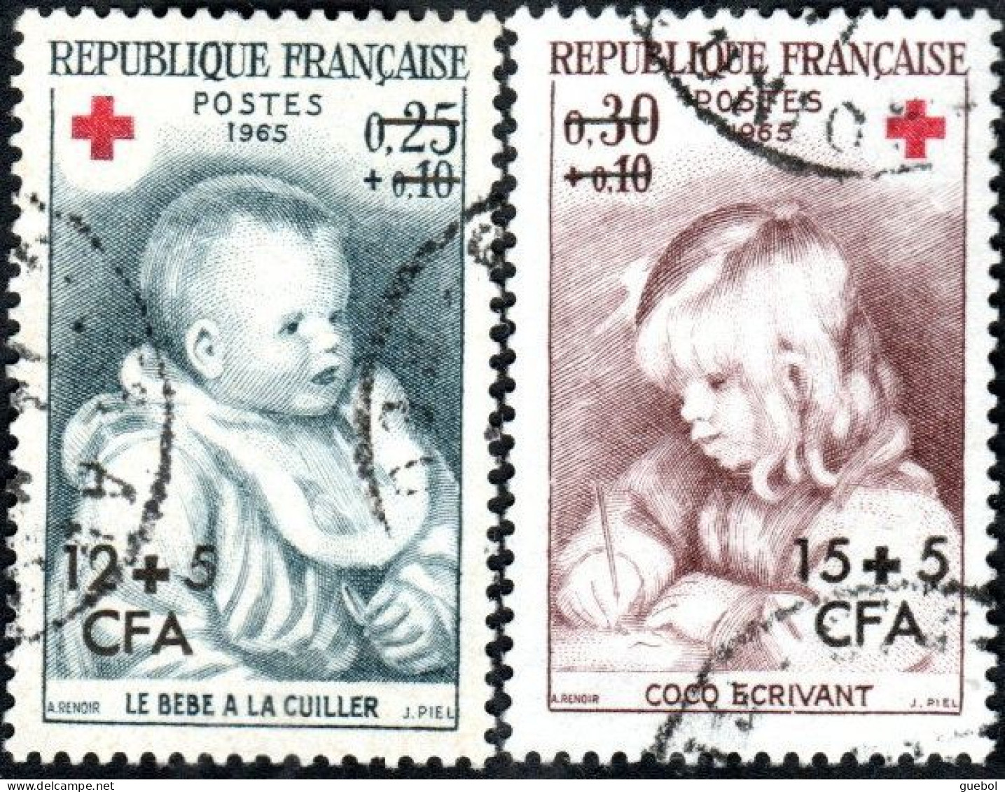 Réunion Obl. N° 366 Et 367 - Croix Rouge - Tableaux De Renoir - Gebraucht